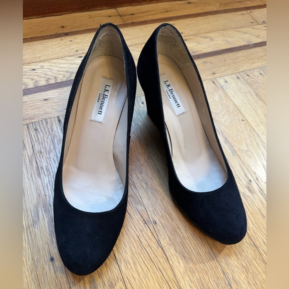 LK Bennett Black Suede Wedge Heels